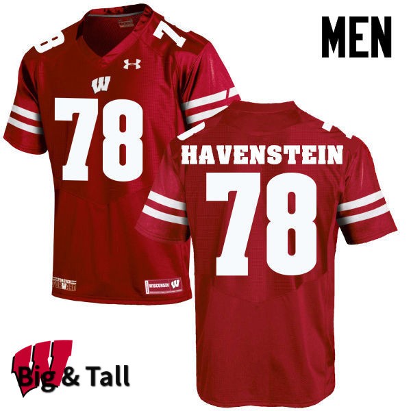 Wisconsin Badgers Men's #78 Robert Havenstein NCAA Under Armour Authentic Red Big & Tall College Stitched Football Jersey HB40E62JA